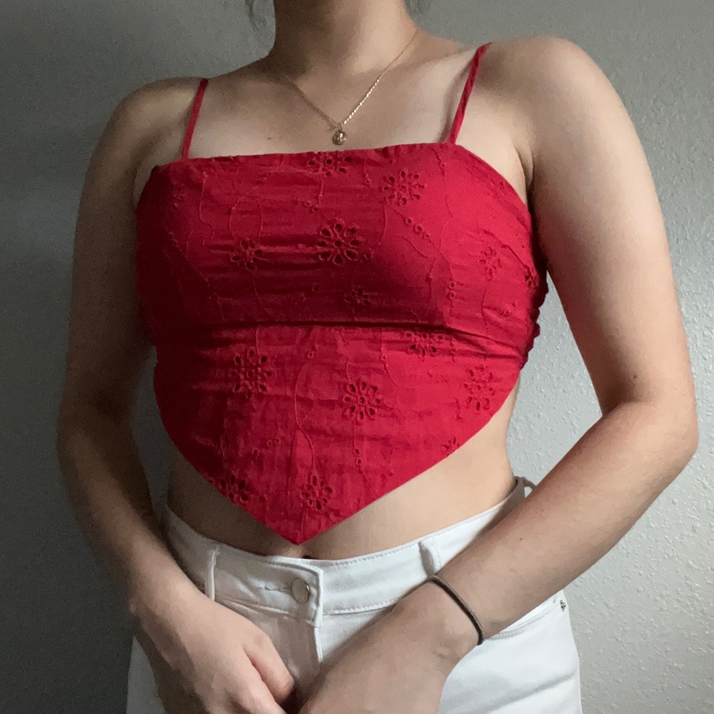 Red Mini "Scarf" top